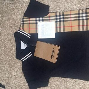 Burberry Black and Tan Check Polo